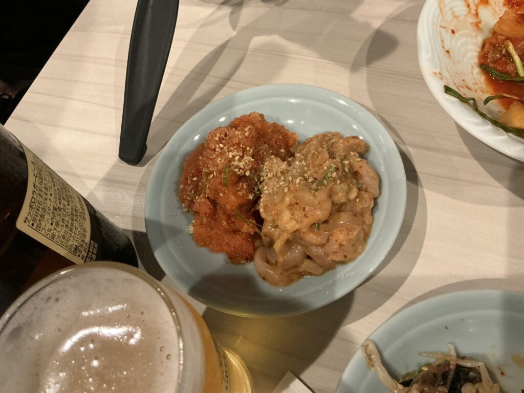 焼肉三宝苑の塩辛とたらこ