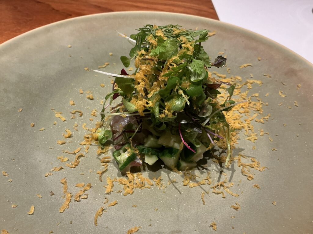 ルオーゴの大分　真鯵　カラスミ　ハーブ