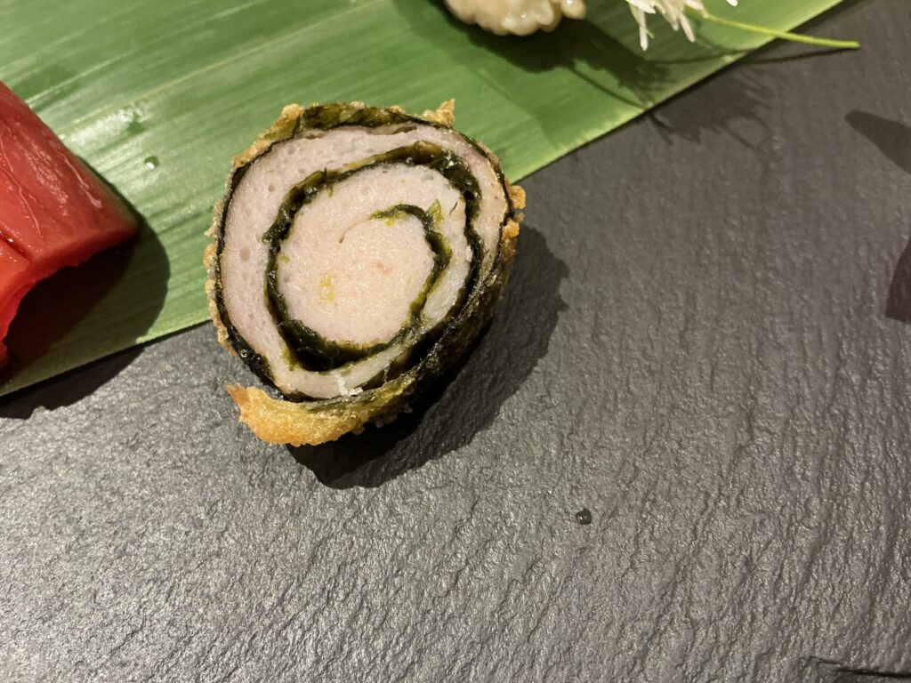 銀座幸の羽のイカ真薯の磯辺揚げ