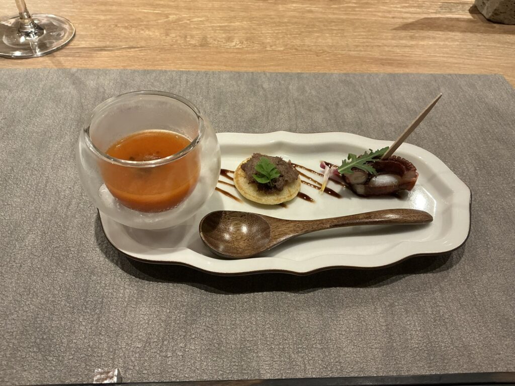 鉄板焼美安の前菜の盛り合わせ