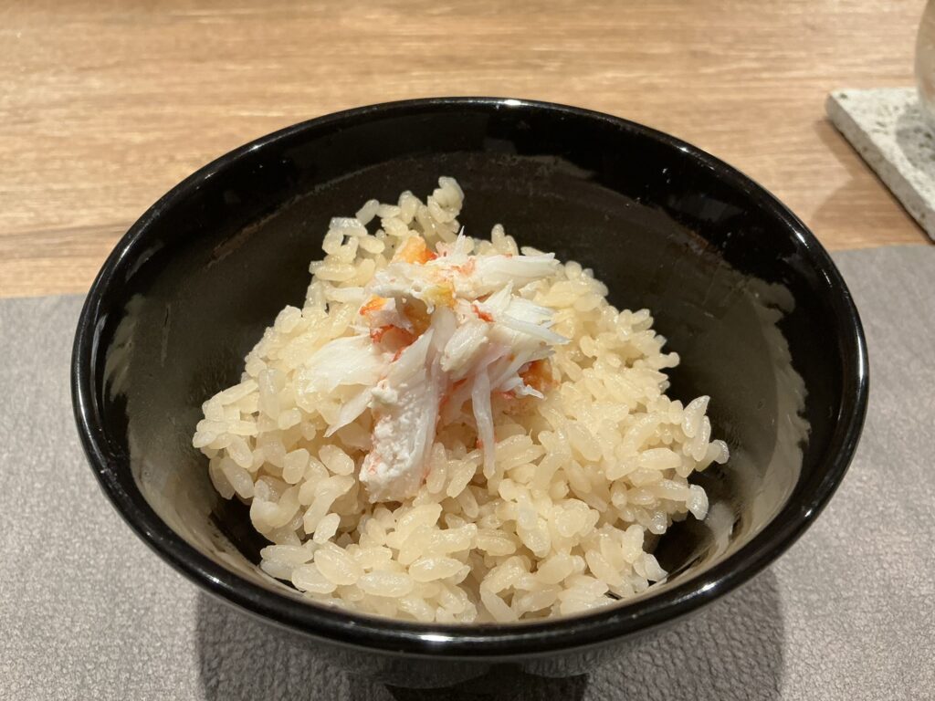 鉄板焼美安のカニの炊き込みご飯