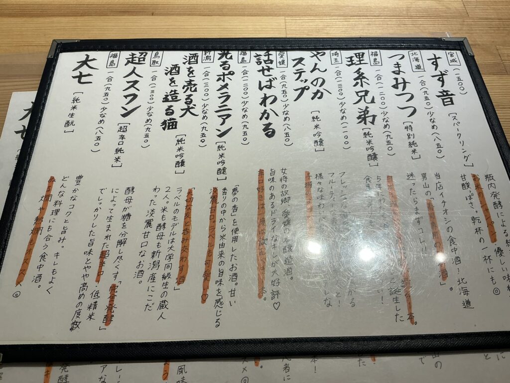 寿司こまちのメニュー