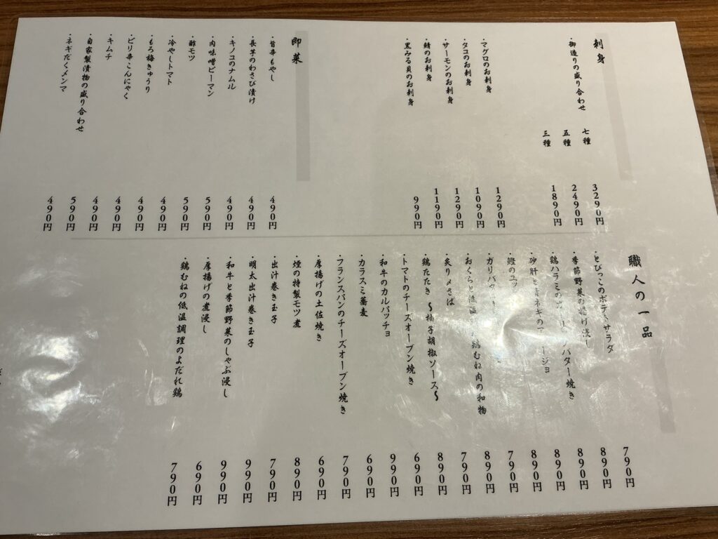 炭火晩酌屋煙のメニュー