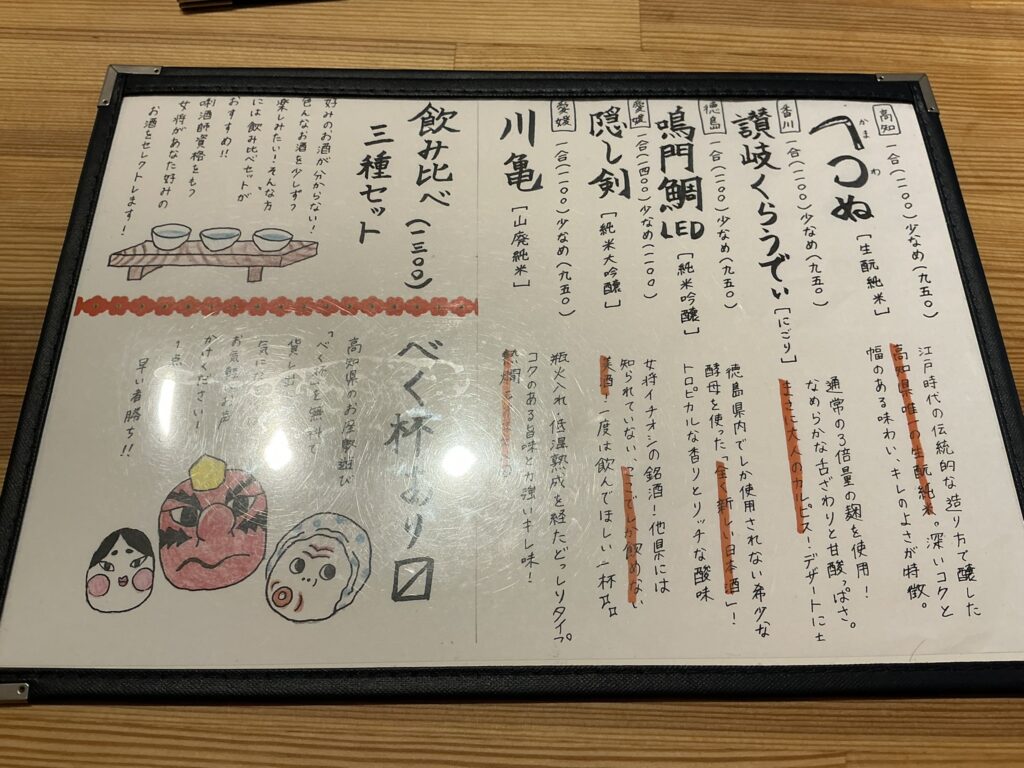 寿司こまちのメニュー