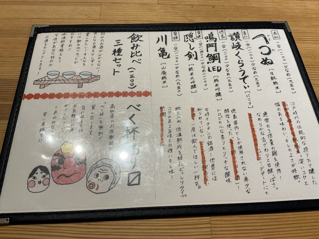 寿司こまちのメニュー