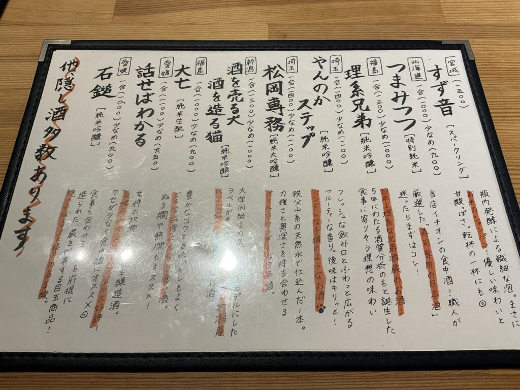 寿司こまちのメニュー