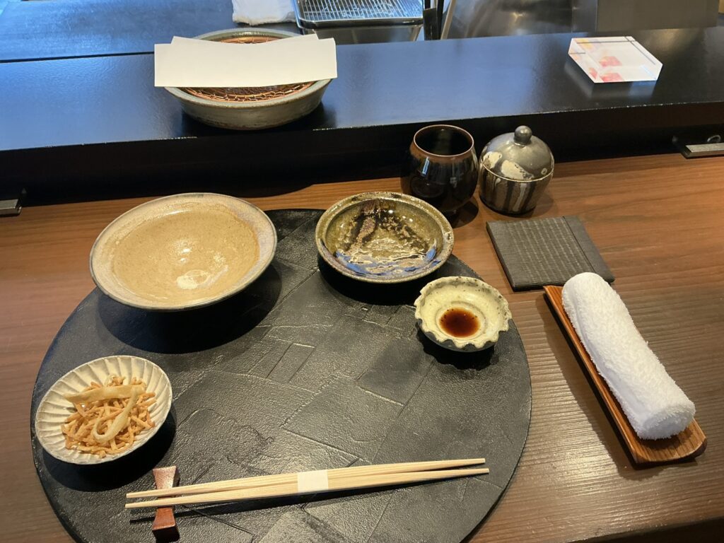 天々蕎々うめ庵のカウンターセット