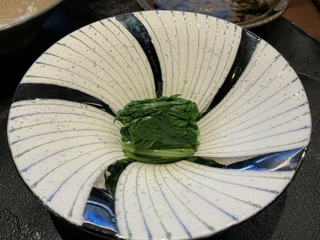 天々蕎々うめ庵の水菜のお浸し