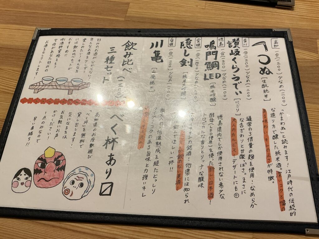 寿司こまちのメニュー