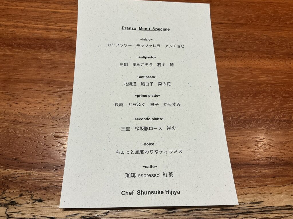 ルオーゴのメニュー