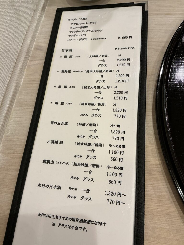 鮨もりなりのメニュー