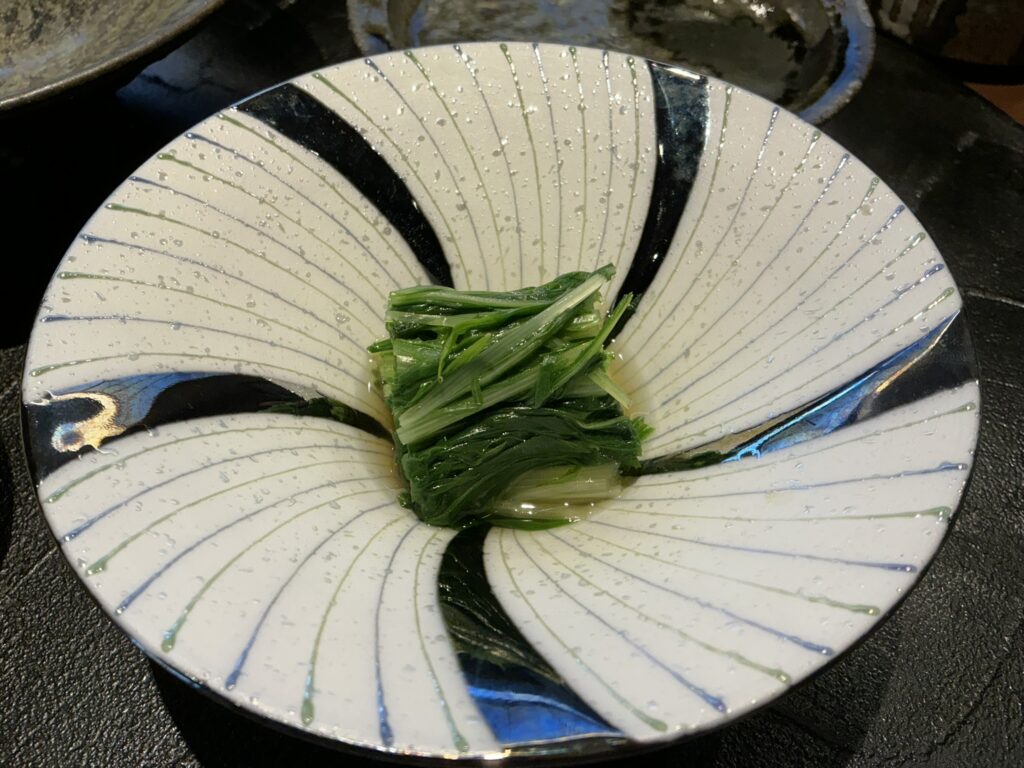 天々蕎々うめ庵の水菜のお浸し