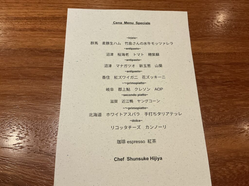 ルオーゴのメニュー