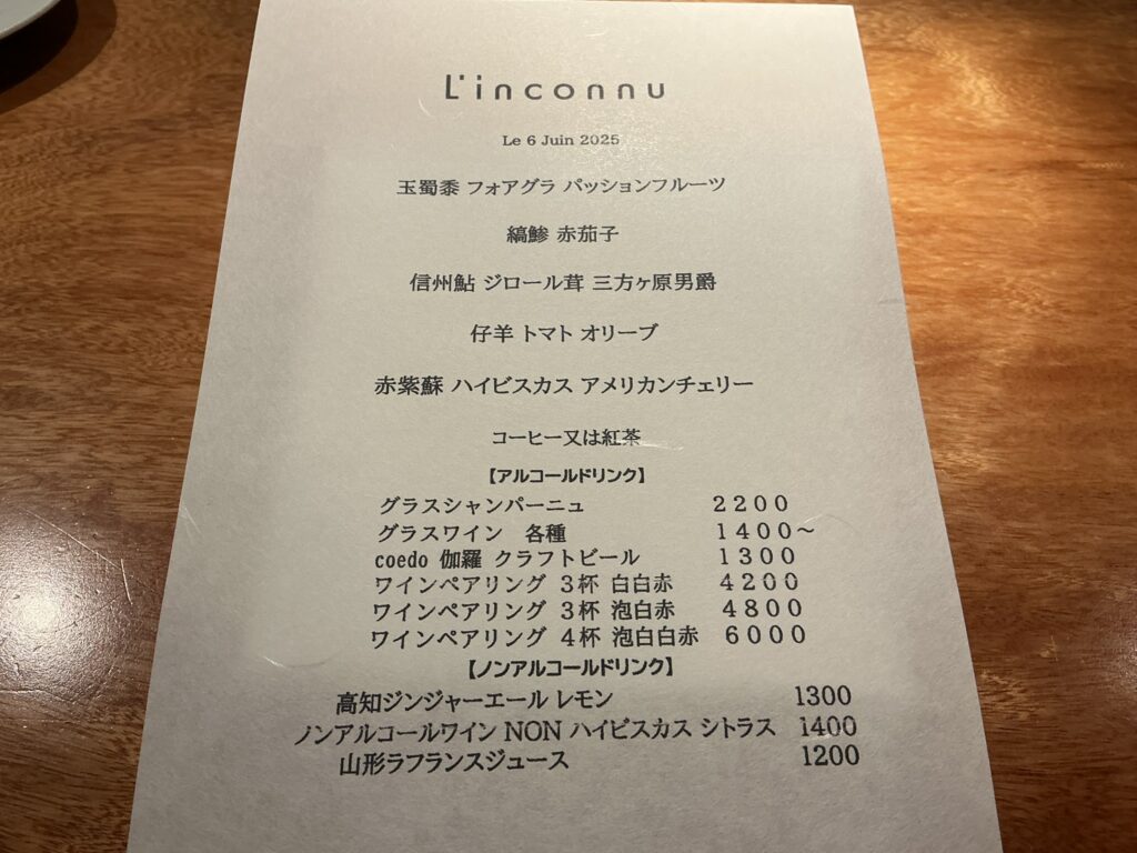 ランコニュのメニュー