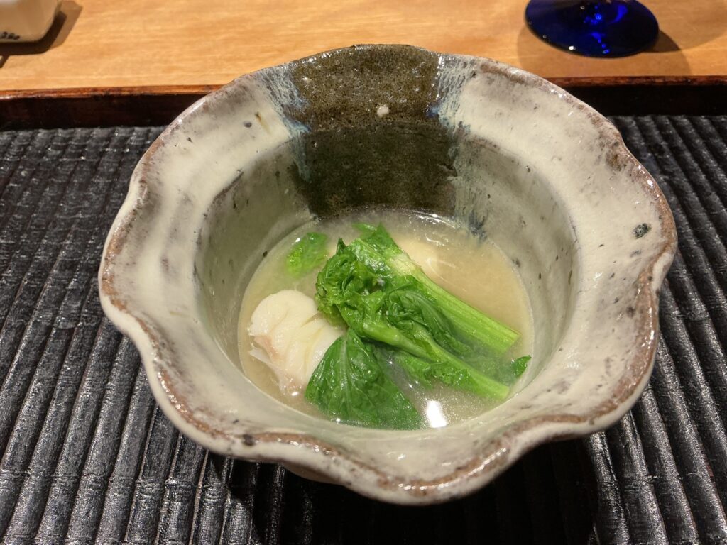 三分楼のクエと菜の花の小鍋仕立て