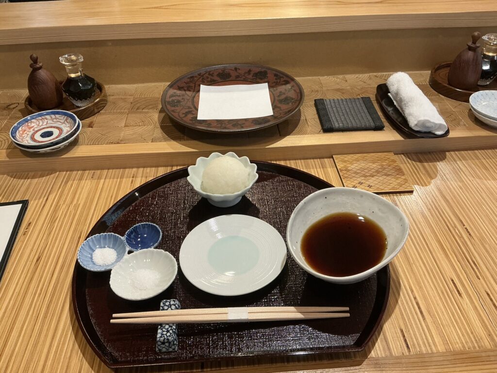 天ぷら浅沼のカウンターセット