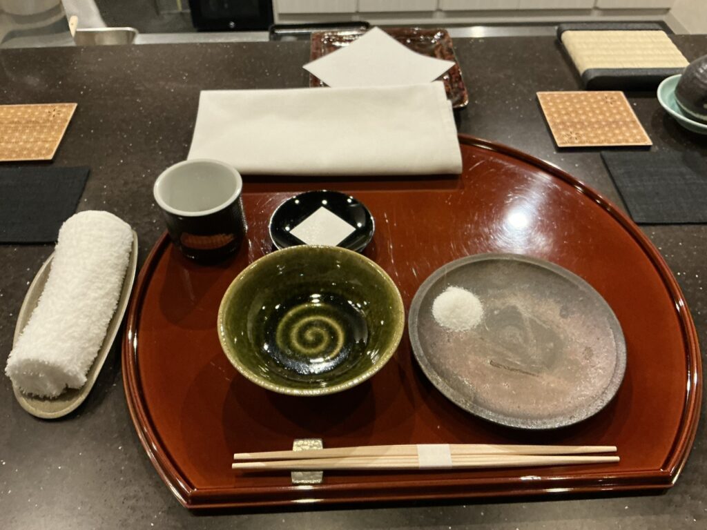 てんぷら拓のカウンターセット