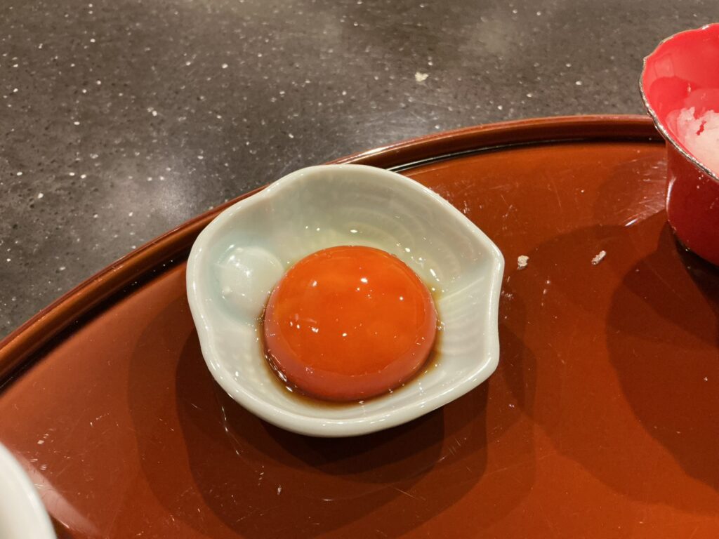 てんぷら拓の黄身の醤油漬け