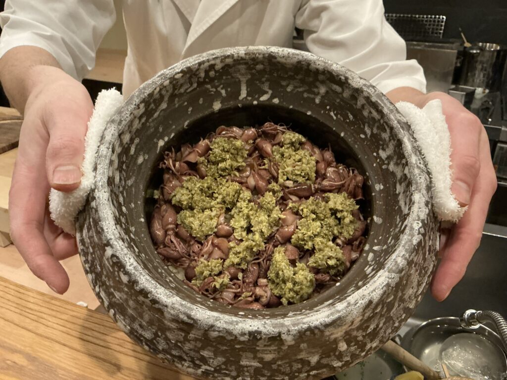 馳走 髙山のホタルイカとフキノトウの炊き込みご飯