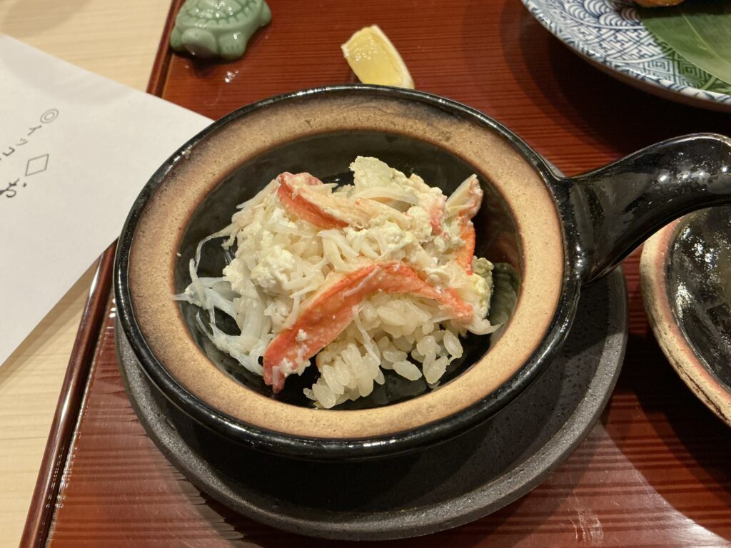 すし処漁美の桃蟹の飯蒸し