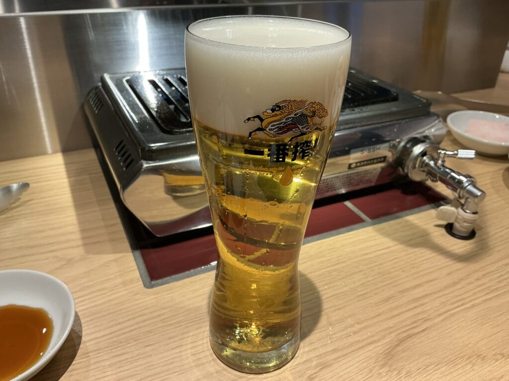 焼肉ここちのビール