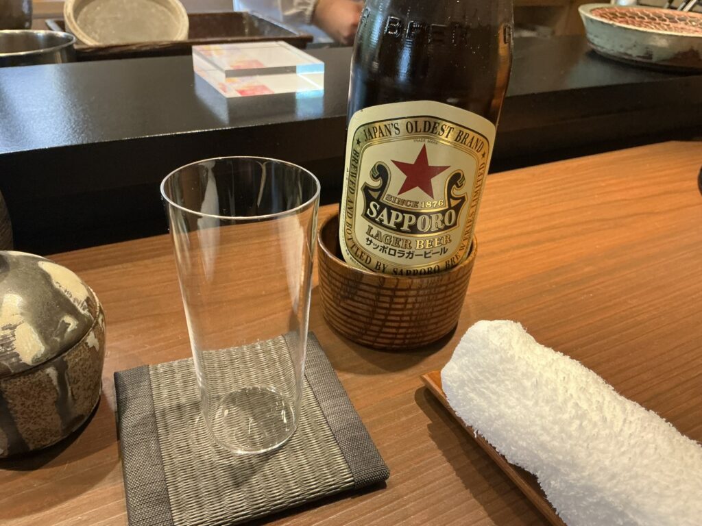 天々蕎々うめ庵の赤星ビール