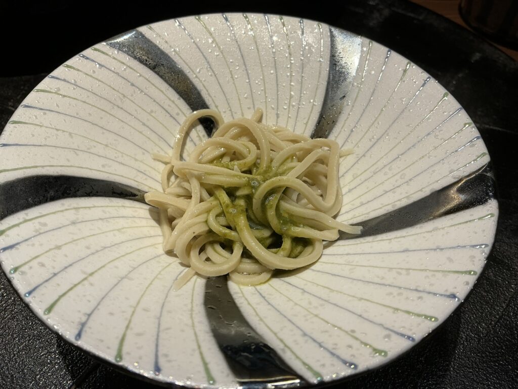 天々蕎々うめ庵のバジル蕎麦