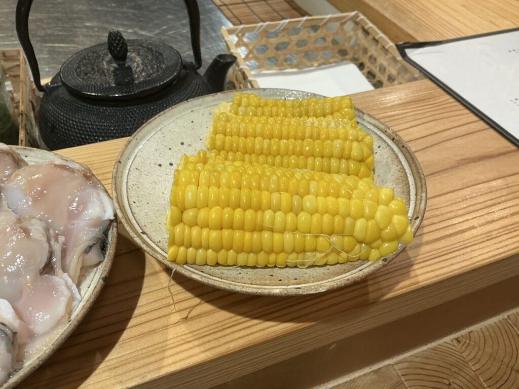 天ぷら浅沼のトウモロコシ