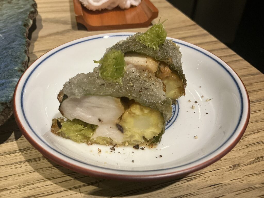 とり卓忠のシャモのササミとヤングコーンの春巻