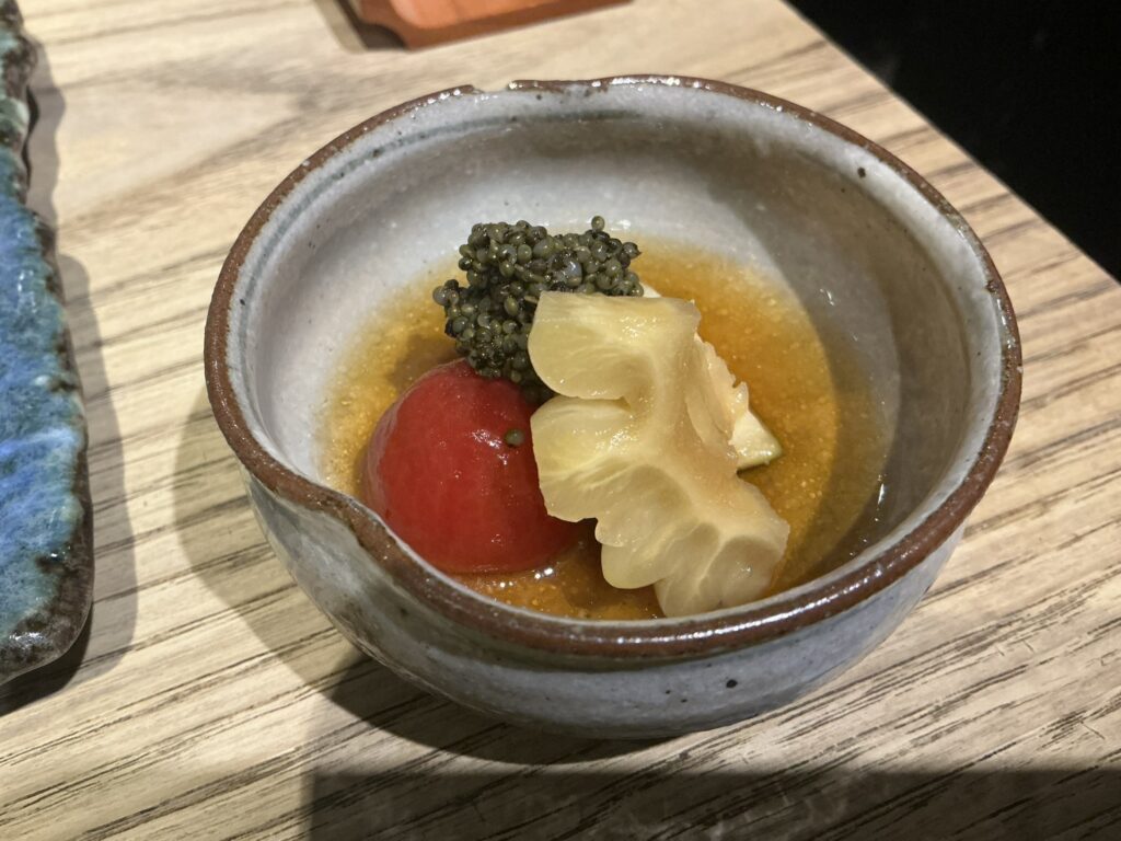 とり卓忠のナス、トマト、白ゴーヤの酢の物