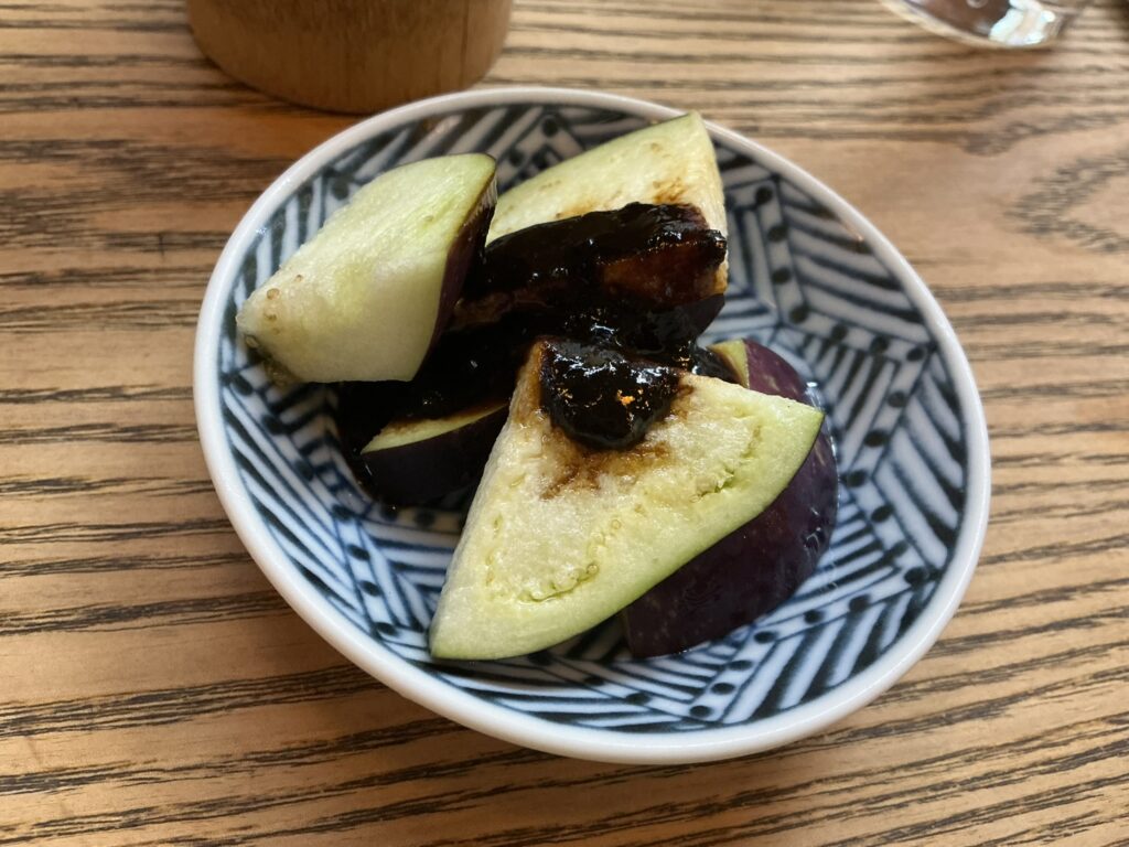 かぶとの水ナスの酢味噌がけ