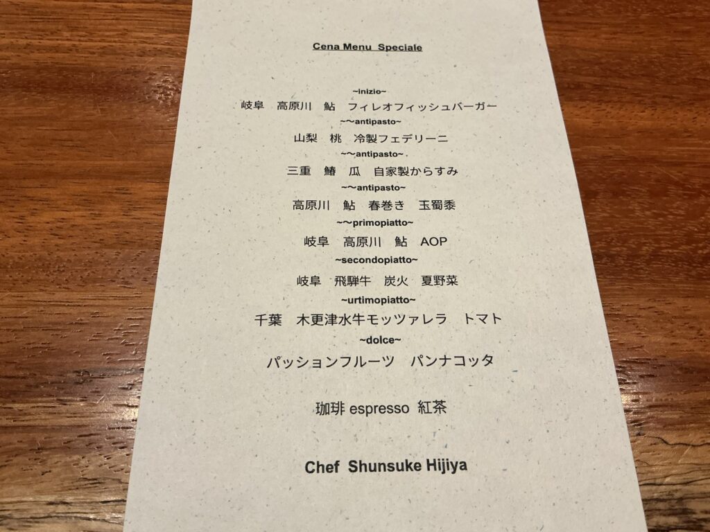 ルオーゴのメニュー