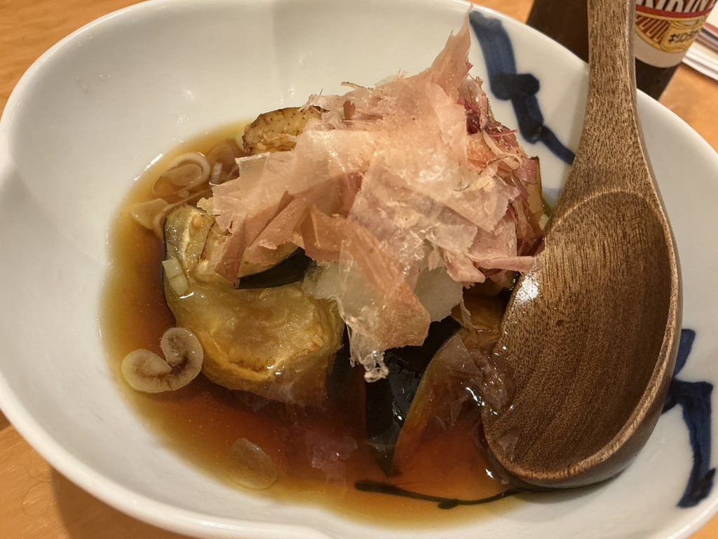 蕎麦切 砥喜和の丸茄子揚げ出し