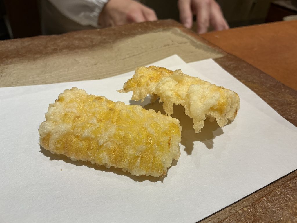 天ぷらやぐちのトウモロコシ