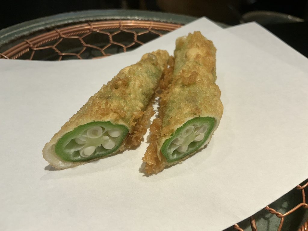 天々蕎々うめ庵の八丈オクラ