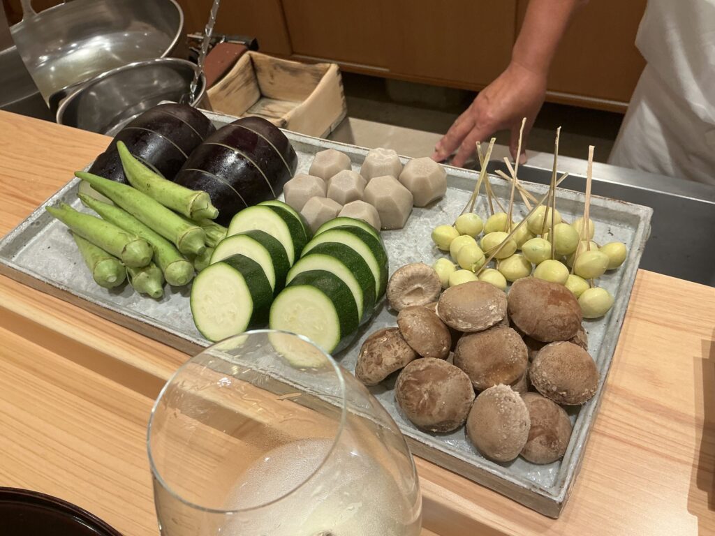天ぷら車の本日のお野菜