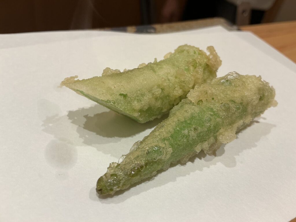 天ぷら車のオクラ